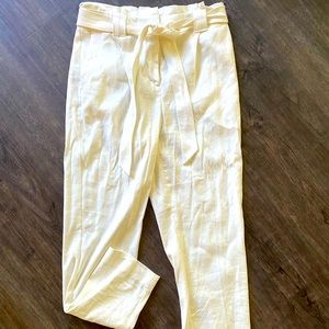 NWOT Express cropped white linen paper bag pants